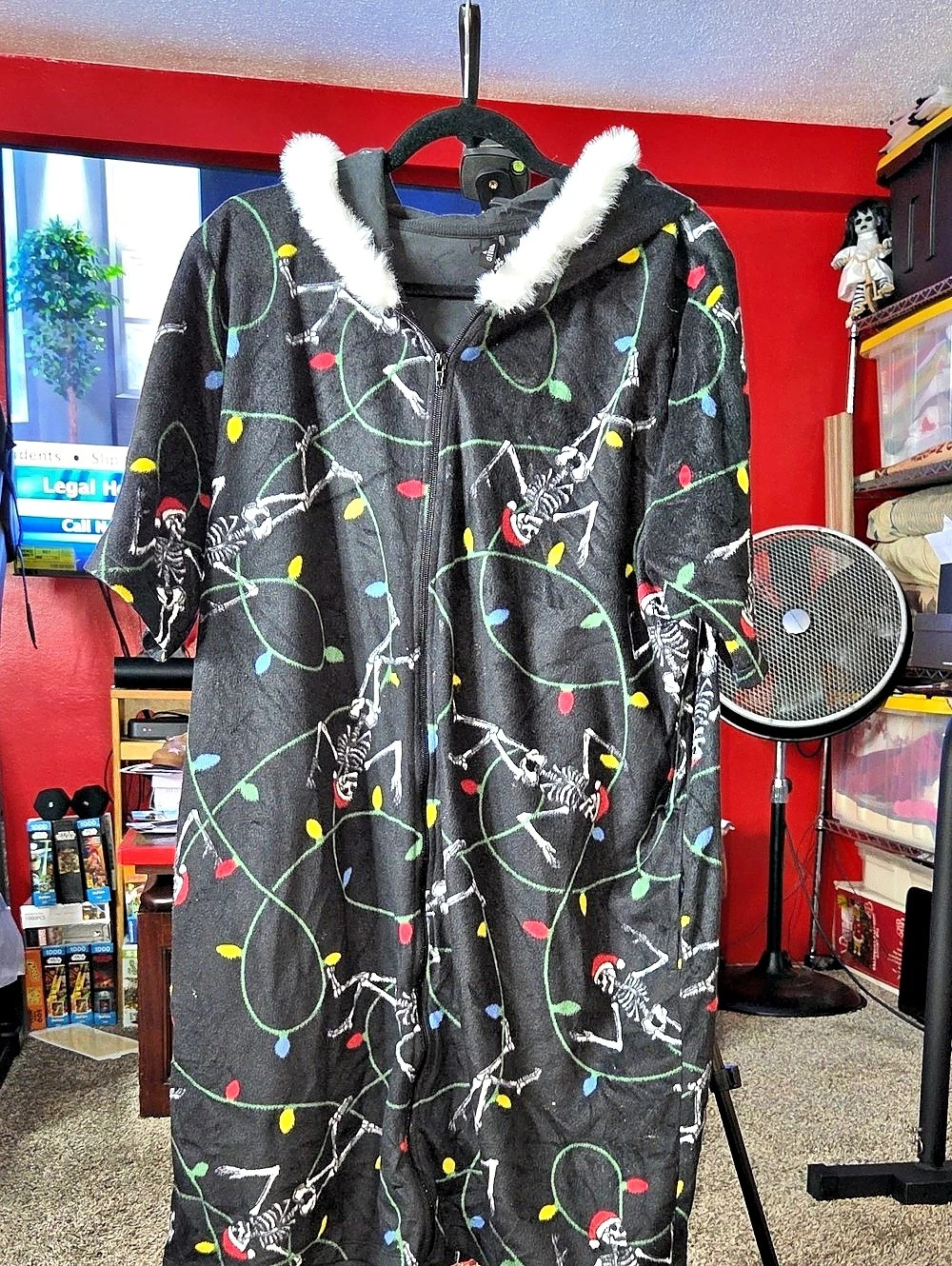 TORRID Fleece Zip-Up Lounge Dress Black & White Size 1/2 With Hood Short Sleeve